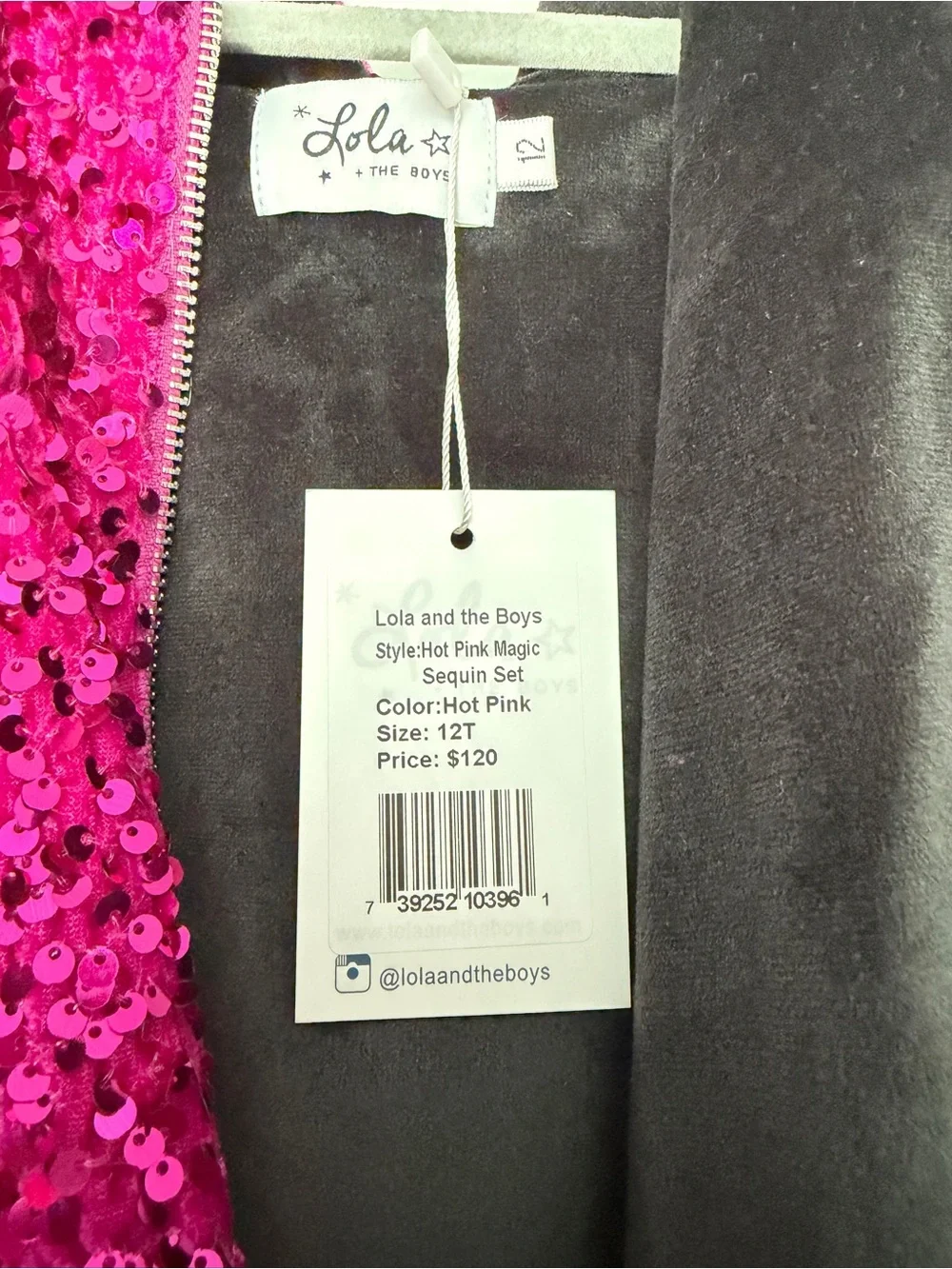 NWT Girl’s Lola + The Boys Hot Pink Magic Sequin Set. Size 12.